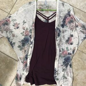Floral kimono and strappy tank